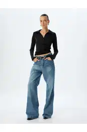 Polo Neck T-Shirt Basic Long Sleeve Buttoned Slim Fit