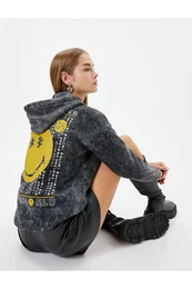 SmileyWorld Hooded Sweatshirt Licensed Comfortable Fit Faded Effect Raised Back Printed Cotton