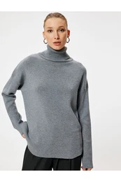 Turtleneck Oversize Knitwear Sweater Long Sleeve Soft Textured