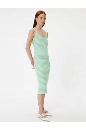Strapless U Neck Midi Dress
