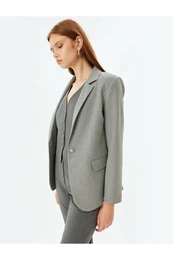 Blazer Jacket Double Breasted Flap Pocket Detail