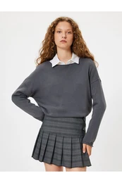 Knitwear Sweater Boat Neck Long Sleeve Off Shoulder Acrylic Fabric
