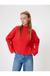 Oversize Knitwear Sweater High Collar Textured Long Sleeve