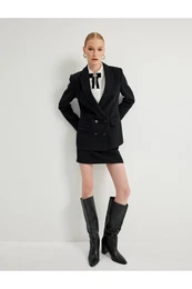 Hip Length Slim Fit Double Breasted Blazer Jacket