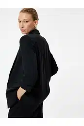 3/4 Sleeve Double Breasted Blazer Jacket with Flap Pocket Detail