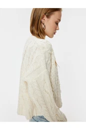 Knitwear Sweater Hair Knit Textured Crew Neck Pearl Detail