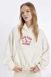 Coool Loose Fit Christmas Themed Hooded Kangaroo Pocket Fleece Sweatshirt