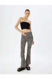 Spanish Leg Leggings Trousers Leopard Patterned Elastic Waist Wrap