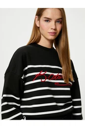 Raised Atatrk Printed Sweatshirt Cotton Long Sleeve Crew Neck 100th Anniversary Special