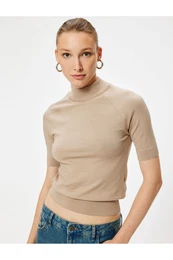 High Collar Knitwear Sweater Short Sleeve
