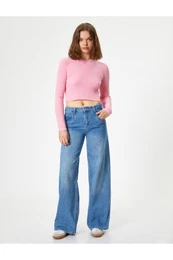 Crew Neck Crop Knitwear Sweater Slim Fit
