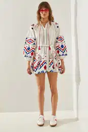 Women's Embroidered Ruffle Skirt Mini Dress