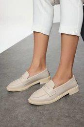 Beige Plain Women's Loafer