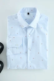 Light Blue Slim Fit Patterned Men's Classic Smart Shirt