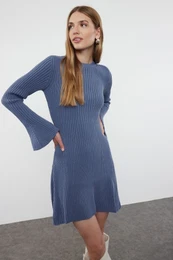 Indigo Mini Knitwear A-Line Form Dress