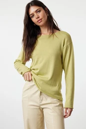 Mint Cotton Transparent Look Fine Knitwear Sweater
