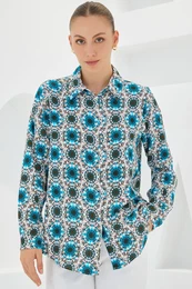 3721 Graphic Patterned Shirt - B.Blue