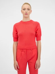 Red women's sweater with short sleeves - Women's