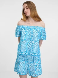 Blue women's patterned blouse - Women's