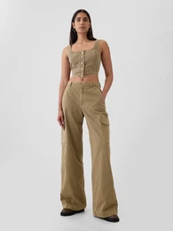 Kalhoty s kapsami Baggy Khaki Cargo - Dmsk