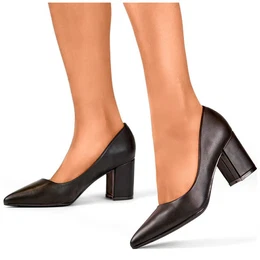 Black classic low-heeled pumps, women's shoes for the office