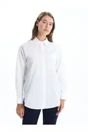 Lcw Plain Long Sleeve Oversize Poplin Women's Shirt