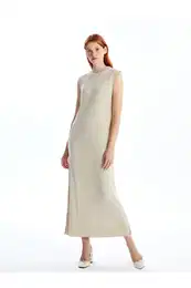 Women's Crew Neck Plain Knit Dress