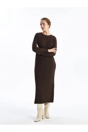 Crew Neck Straight Long Sleeve Women's Knitwear Dress