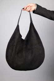 Puja Black Skin Black Genuine Suede Leather Women's Shoulder Bag