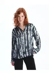 Patterned Oversize Satin Women's Shirt