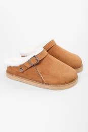 Women's Saboi Brown Suede Furry Flat Slippers