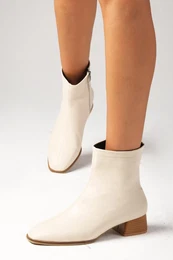 Tori Beige Women's Sheepskin Fr Lined, Zippered Side Boots Women's Boots with Heels.
