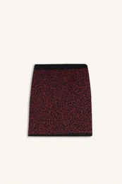 A Cut Leopard Patterned Mini Knit Skirt