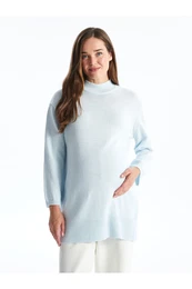 Stand Collar Plain Oversize Women's Knitwear Tunic
