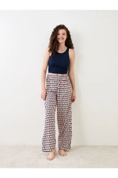 Women's Viscose Pajamas Bottom with an Elastic Waist, Patterned Pattern.