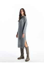 Women's High Neck Straight Long Sleeve Knitwear Dress