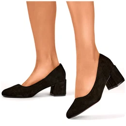 Suede low-heeled pumps, classic black women's low-heeled shoes