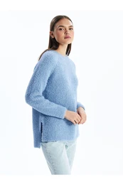 Crew Neck Plain Long Sleeve Women's Knitwear Sweater - W41672z8