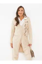 V-Neck Embroidered Long Sleeve Women's Knitwear Cardigan