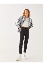 Women's High Waist Mom Fit Straight Jean Pants