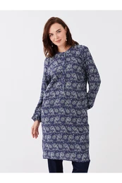 Lcw Crew Neck Floral Long Sleeve Women's Tunic