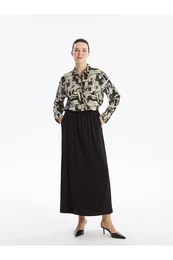 Lcwk Women's Elastic Waist Plain Skirt