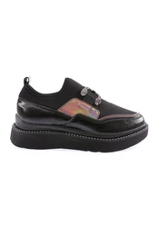 925-23y Women's Thick Sole Strech Detailed Sneakers Shoes Black