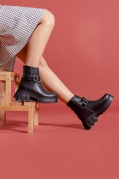 Black Skin Women's Boots 0012160