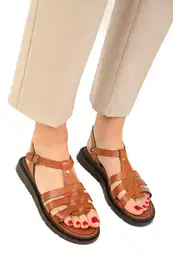 Tan Women's Genuine Leather Sandals 19139