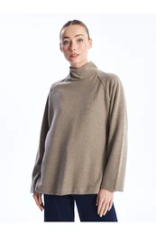 Women's High Neck Straight Long Sleeve Oversize T-Shirt