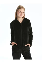 Lw - Women's Hooded Plain Long Sleeve Plush Pajama Top