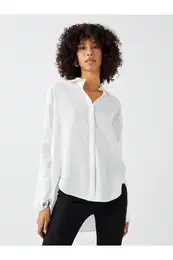 Plain Long Sleeve Poplin Women's Shirt