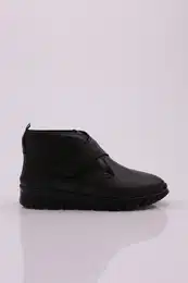 1056 Women's Velcro Detailed Boots Black Crocodile Genuine Leather
