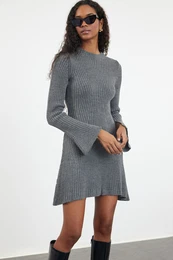 Anthracite Mini Knitwear A-Line Form Dress
